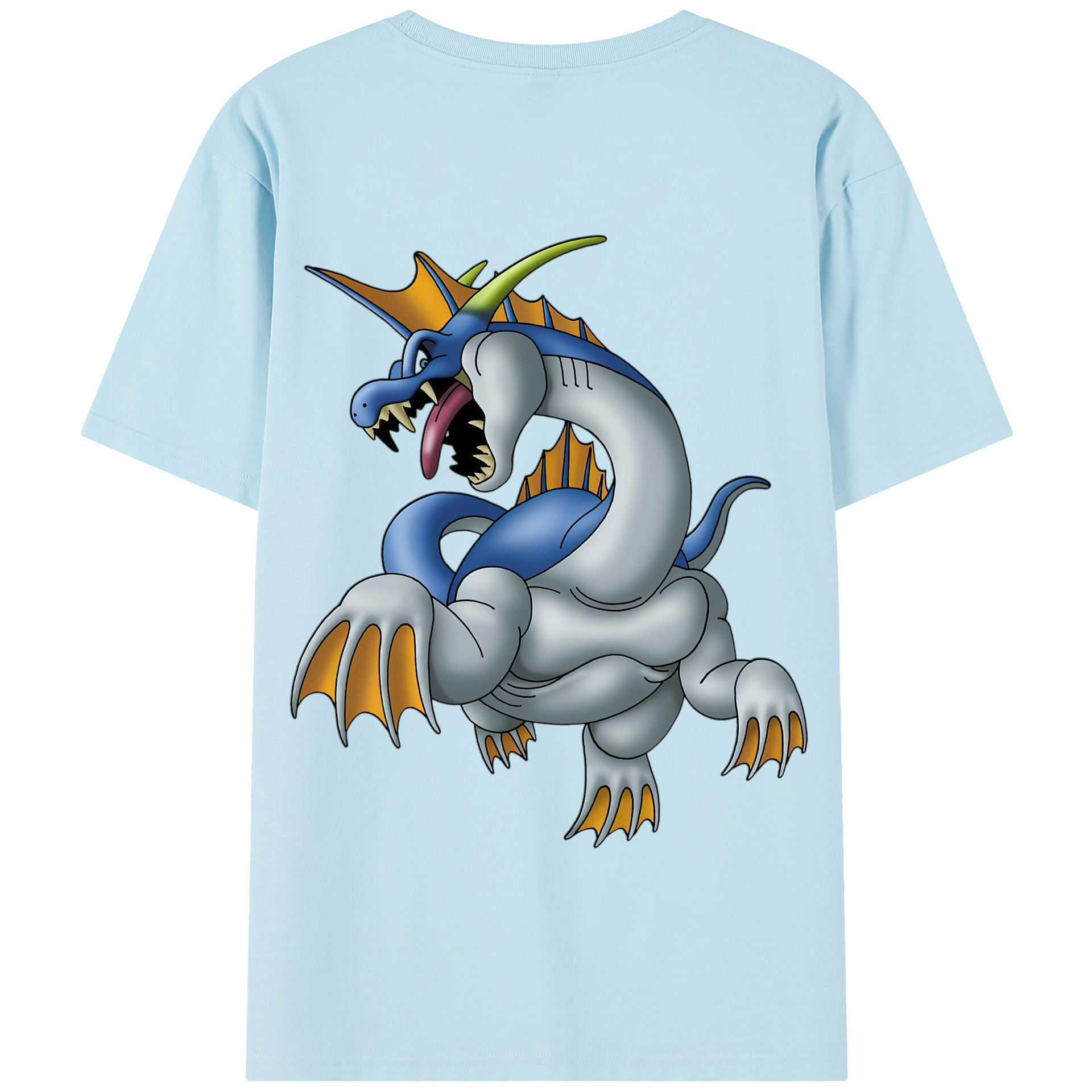 （画像用） ドラゴンクエスト Doragon Kuesuto Dragon Quest 綿100％半袖Tシャツ（背面プリント）